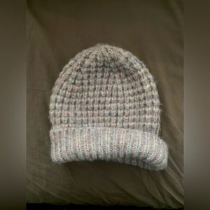 Maeve purple with metallic knit beanie